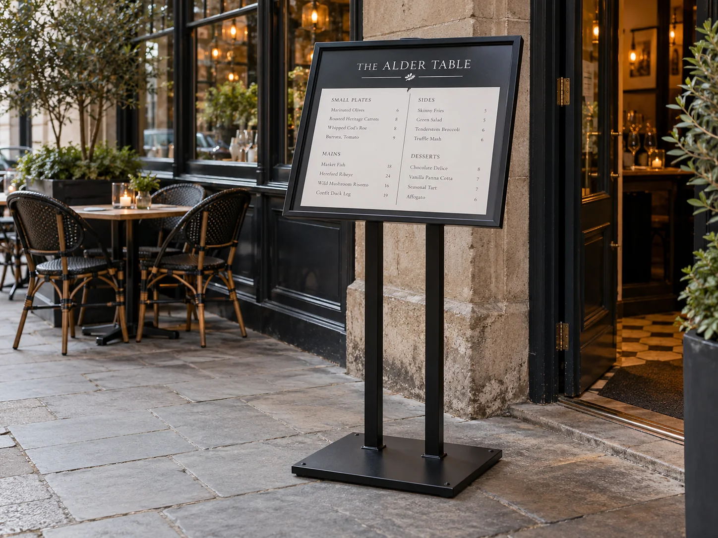 Lion Sign – Individuelle freistehende Menü- und Informationsaufsteller für Gastronomie, Hotels und Handel.