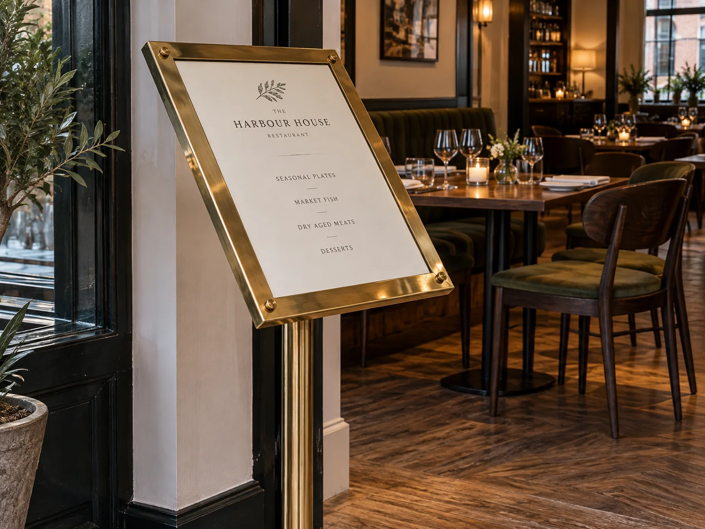 Lion Sign – Individuelle freistehende Menü- und Informationsaufsteller für Gastronomie, Hotels und Handel.