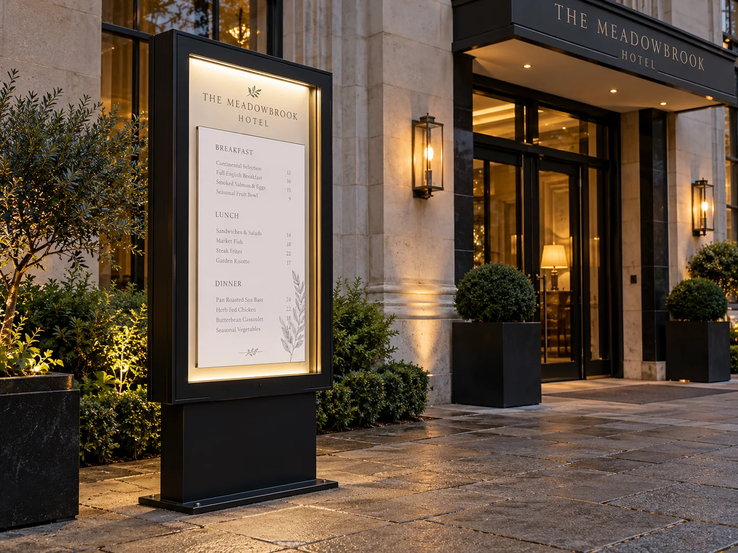 Lion Sign – Individuelle freistehende Menü- und Informationsaufsteller für Gastronomie, Hotels und Handel.