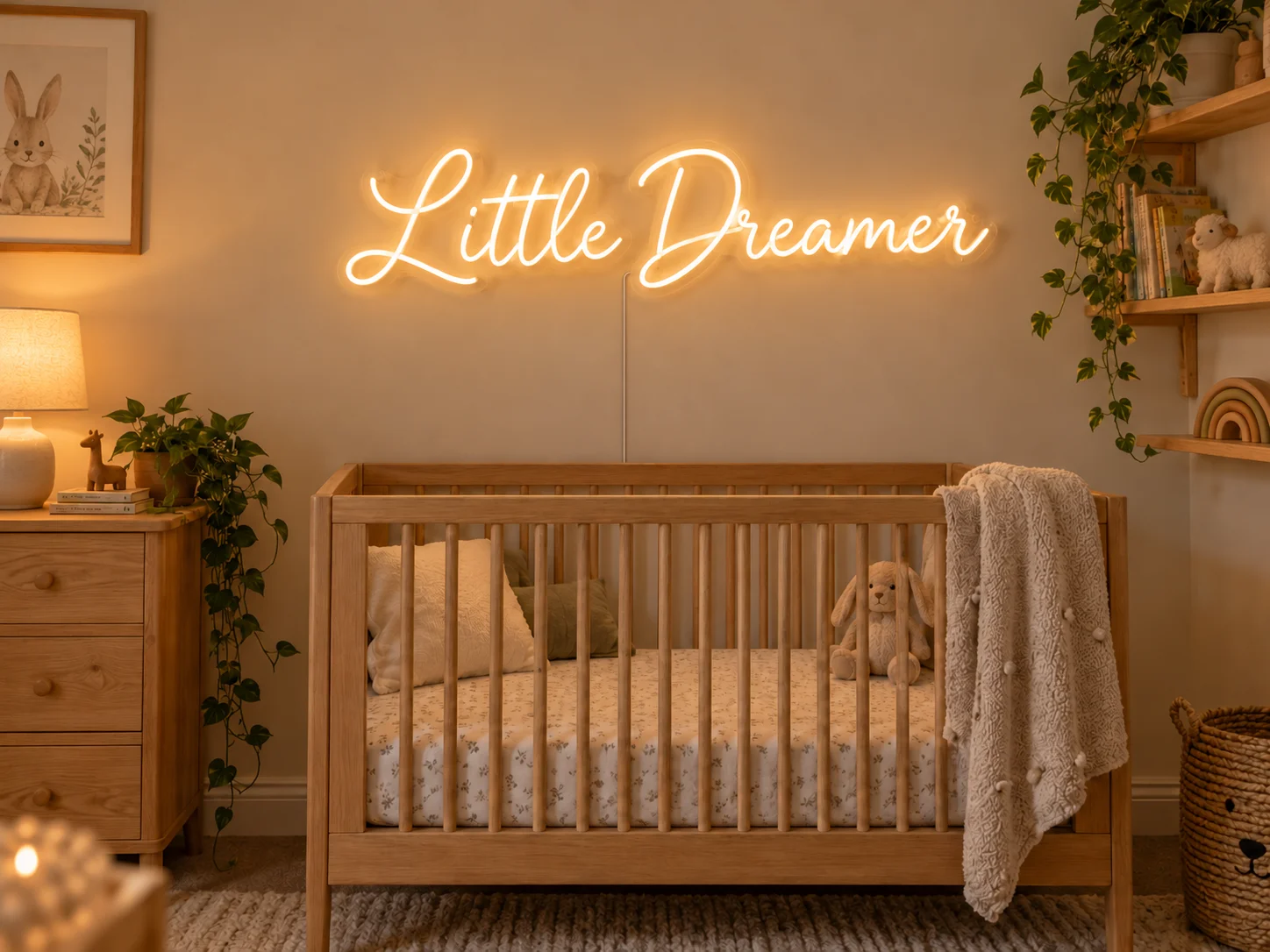 Lion Sign – Individueller LED-Neonschriftzug „Little Dreamer“ für Kinderzimmer und Spielbereiche.
